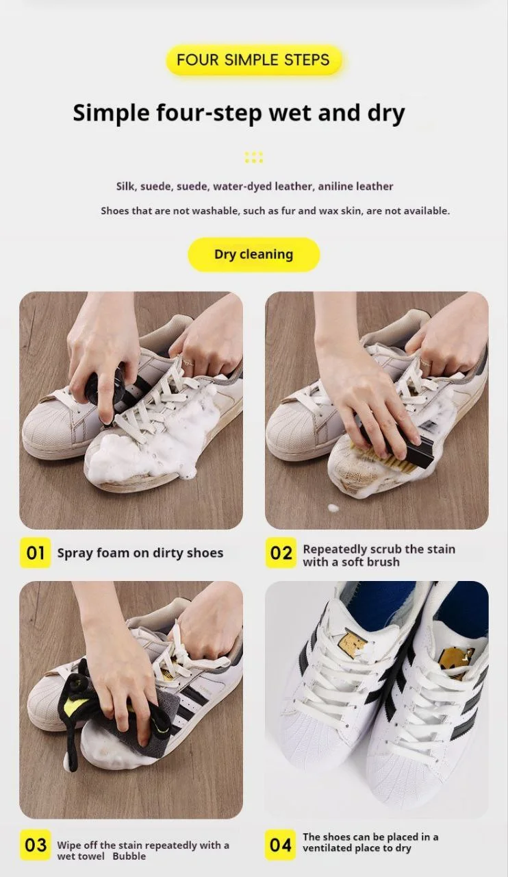 طقم تنظيف الأحذية بالرغوة 4 قطع Shoes Foam Cleaner Kit