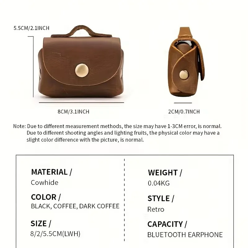 محفظة صغيرة للرجال من الجلد الطبيعي، عملية لحفظ النقود والسماعات والأغراض الصغيرة.