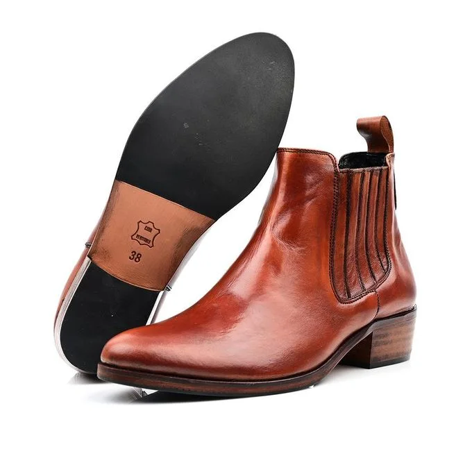 Bottine Femme COGNAC AVEC ELASTIQUE