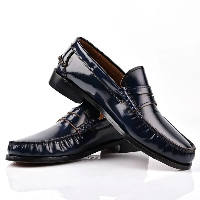 MOCASSIN POUR HOMME EN CUIR BLEU MARINE