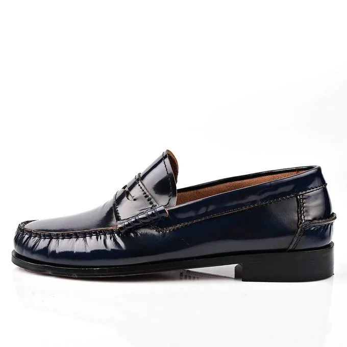 MOCASSIN POUR HOMME EN CUIR BLEU MARINE