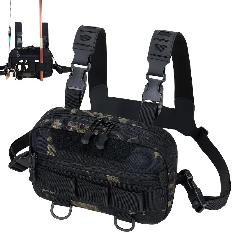 سترة صدر تكتيكية متعددة الاستخدامات للرجال، مثالية للصيد والتخييم وتسلق الجبال وحمل الأدوات بسهولة.