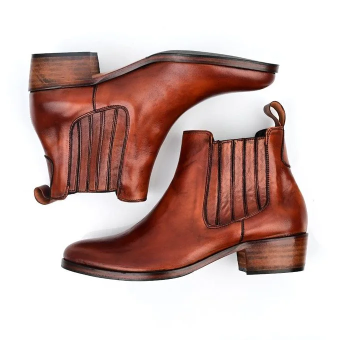 Bottine Femme COGNAC AVEC ELASTIQUE