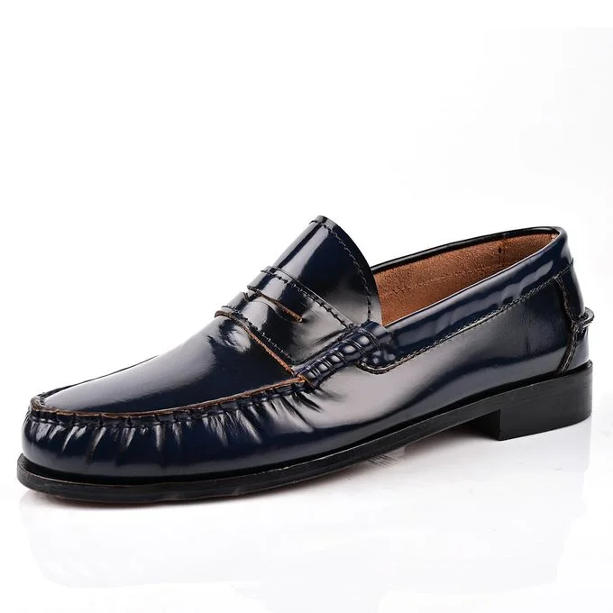 MOCASSIN POUR HOMME EN CUIR BLEU MARINE