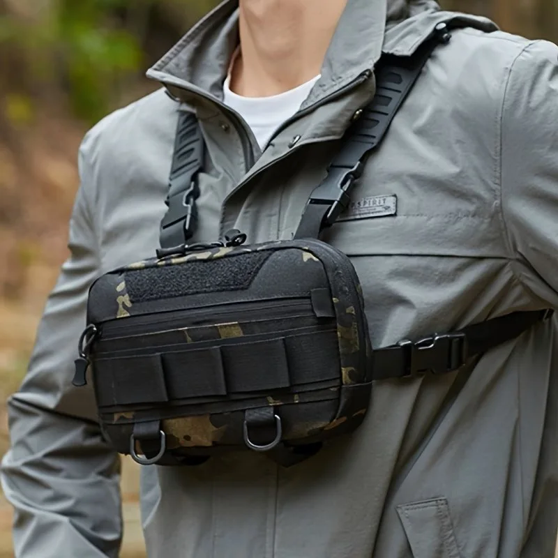 سترة صدر تكتيكية متعددة الاستخدامات للرجال، مثالية للصيد والتخييم وتسلق الجبال وحمل الأدوات بسهولة.