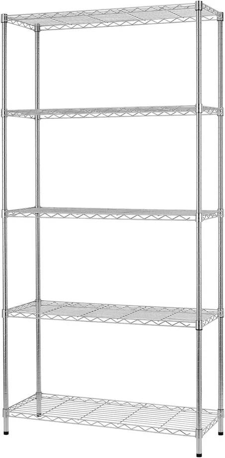 BestOffice | Estantes de alambre de almacenamiento de 5 niveles | 36x14x72 pulgadas | Cromado | con estantes ajustables | Estante de metal resistente, soporta hasta 1000 libras | Ensamblaje s