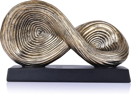 Arte abstracto, símbolo de bucle infinito, nudo geométrico dorado, decoración para pisapapeles, mesa, sala de estar, objetos decorativos de oficina (oro vintage)