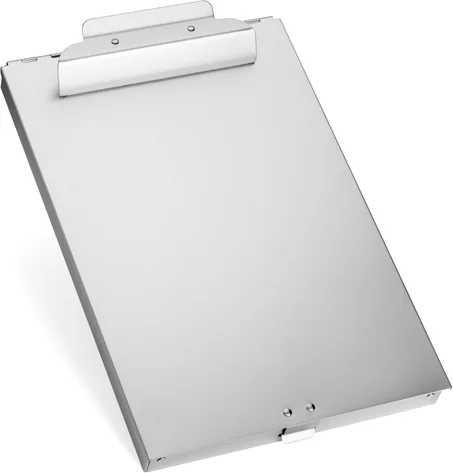 Blue Summit Supplies Portapapeles de almacenamiento de aluminio, 1 compartimento, clip grande y resistente para papel carta, ideal para oficina, sitio de trabajo o aula