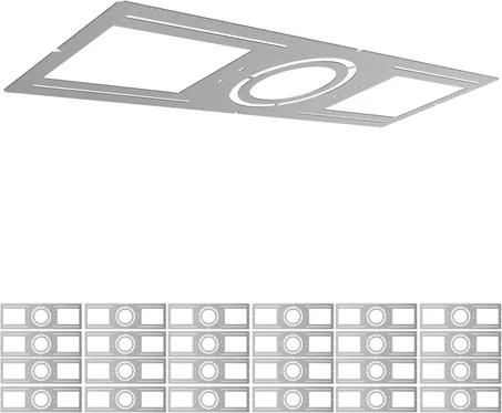 Elaruslux Placa de montaje de nueva construcción con orificio redondo, soporte de luz de oblea plano de acero plano de 4/6 pulgadas, carcasa de iluminación empotrada LED, paquete de 24