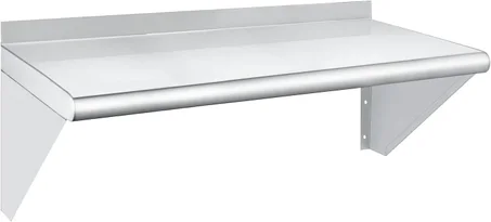 HARDURA Estante de acero inoxidable de 12 x 24 pulgadas, estantes comerciales de 210 libras, estantería de metal para montaje en pared con protector contra salpicaduras y soportes para cocina