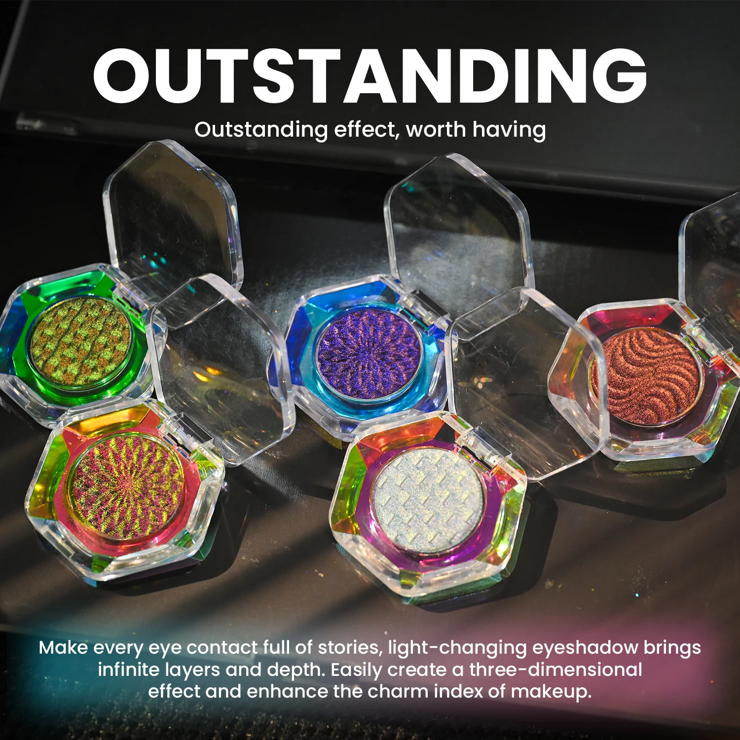 ظلال عيون معدنية متعددة الألوان مضغوطة بلون الحرباء