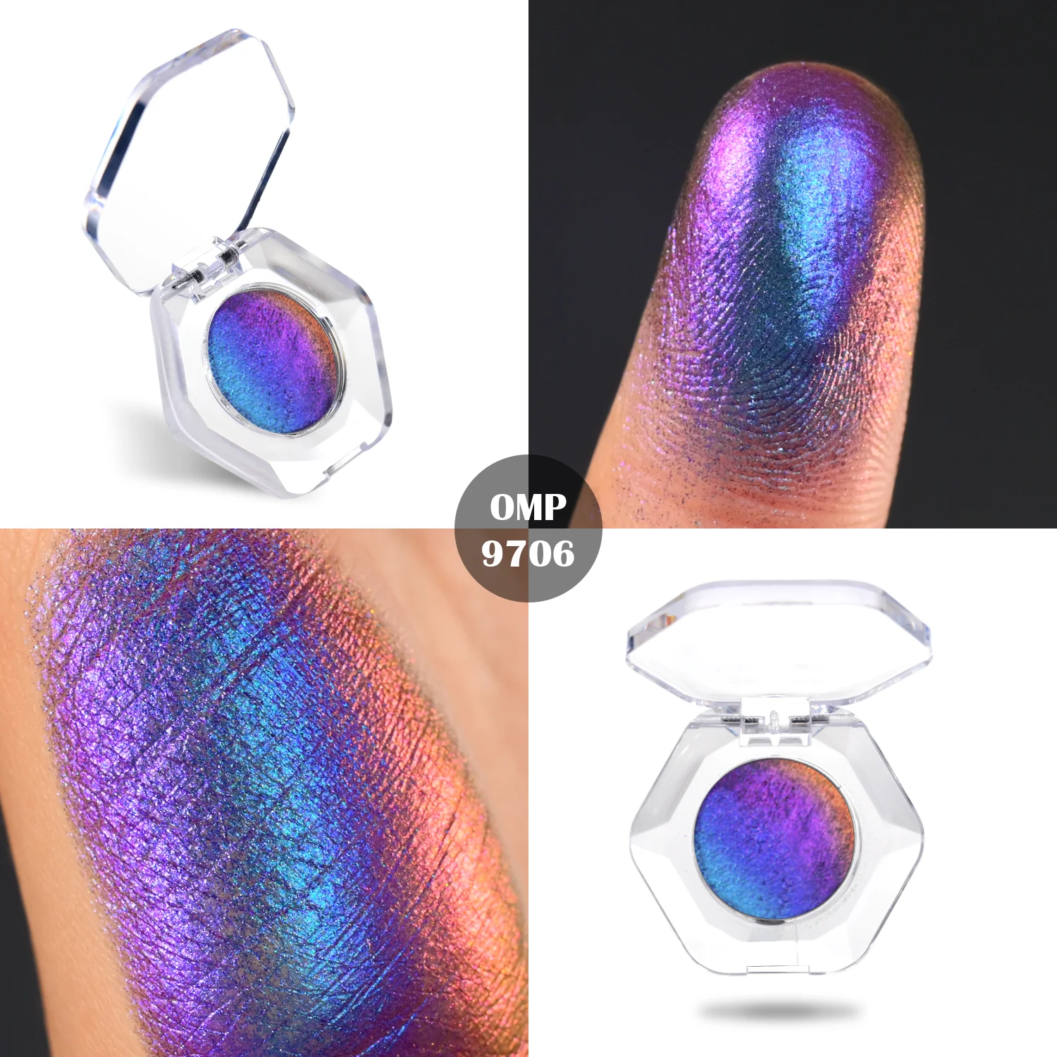 ظلال عيون معدنية متعددة الألوان مضغوطة بلون الحرباء