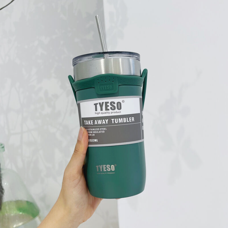 كوب TYESO® بسعة 532 مل – مصنوع من الستانلس ستيل مع مصاصة قابلة لإعادة الاستخدام