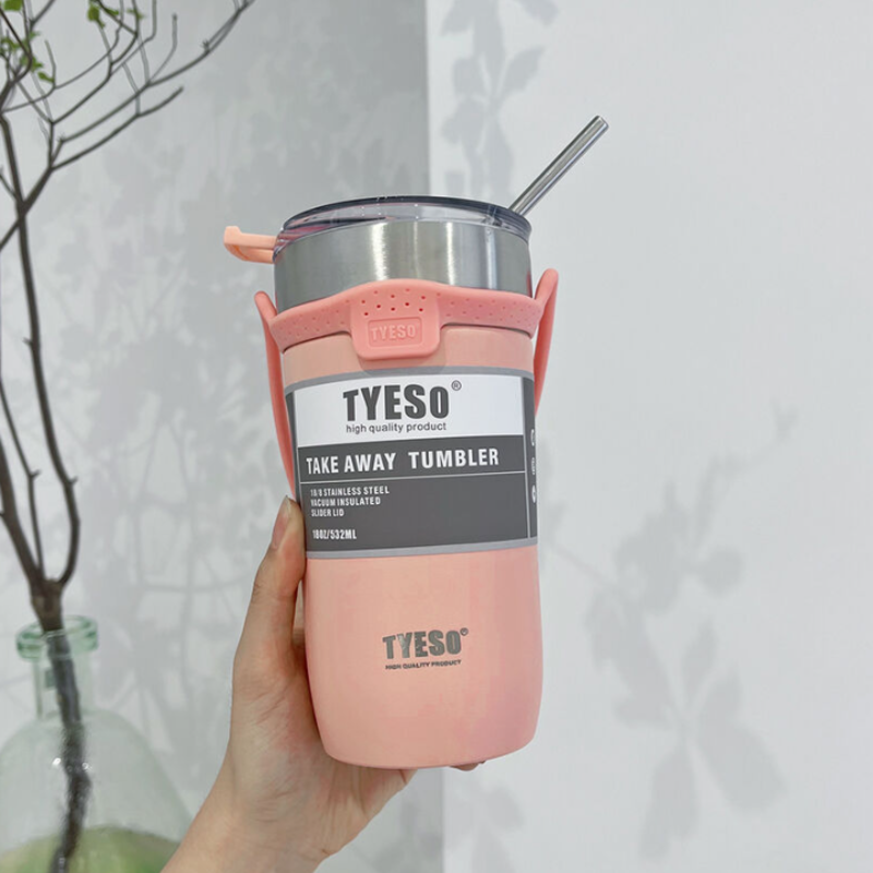 كوب TYESO® بسعة 532 مل – مصنوع من الستانلس ستيل مع مصاصة قابلة لإعادة الاستخدام