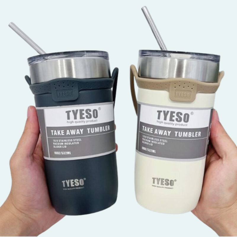 كوب TYESO® بسعة 532 مل – مصنوع من الستانلس ستيل مع مصاصة قابلة لإعادة الاستخدام