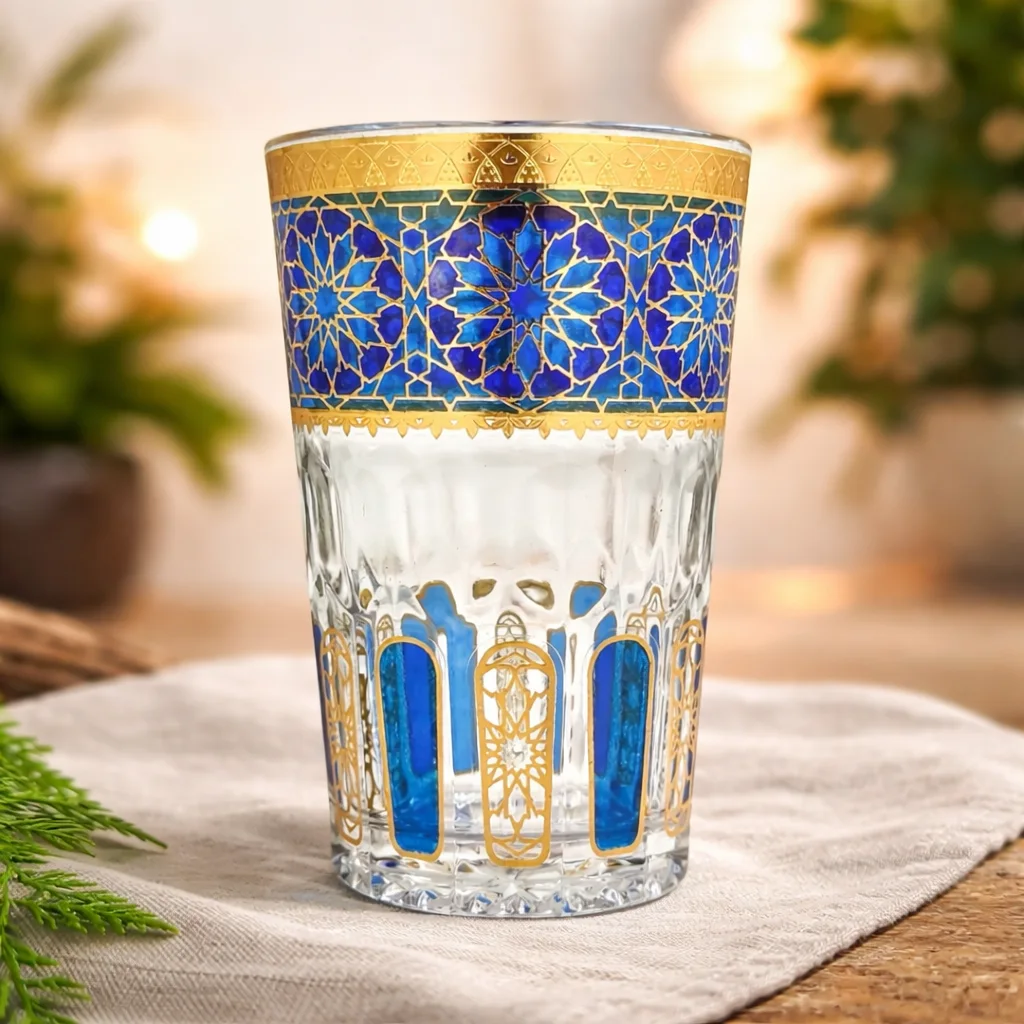Moroccan Tea Glasses  (Atay) – Blue & Gold (Set of 12)
