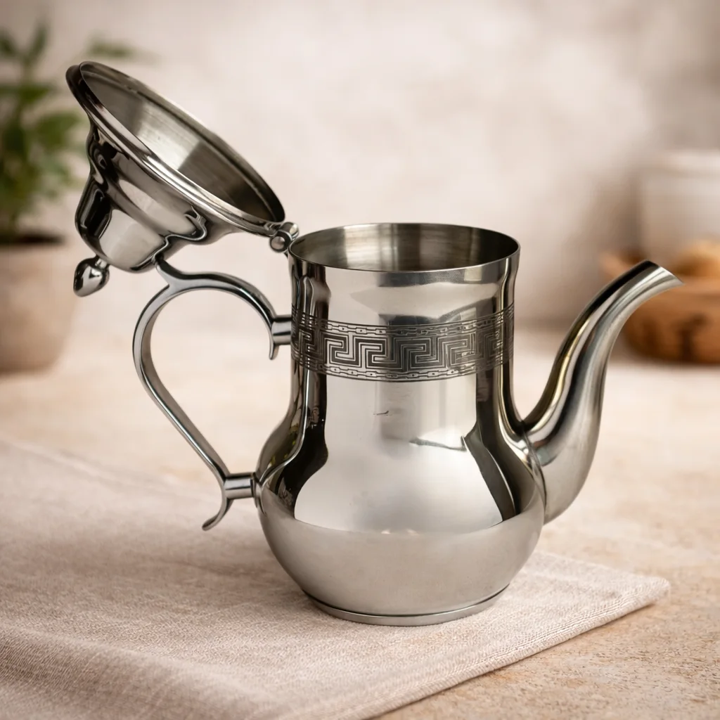 Moroccan Stainless Steel Tea Pot – Silver Finish