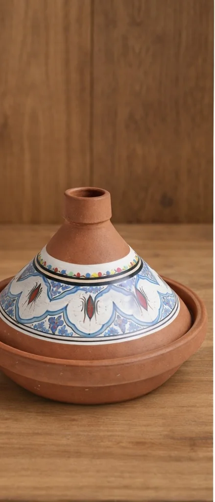 Handcrafted Moroccan Tagine – Geometric Blue & Multicolor Design