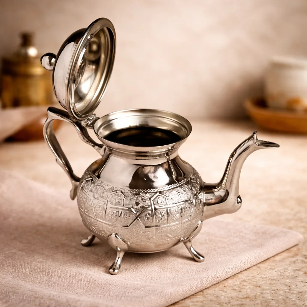 Moroccan Silver Tea Pot – Hand-Engraved (Classic Design)