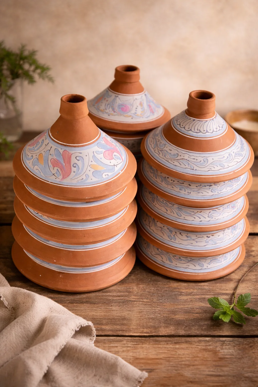 Handcrafted Moroccan Tagine – Geometric Blue & Multicolor Design