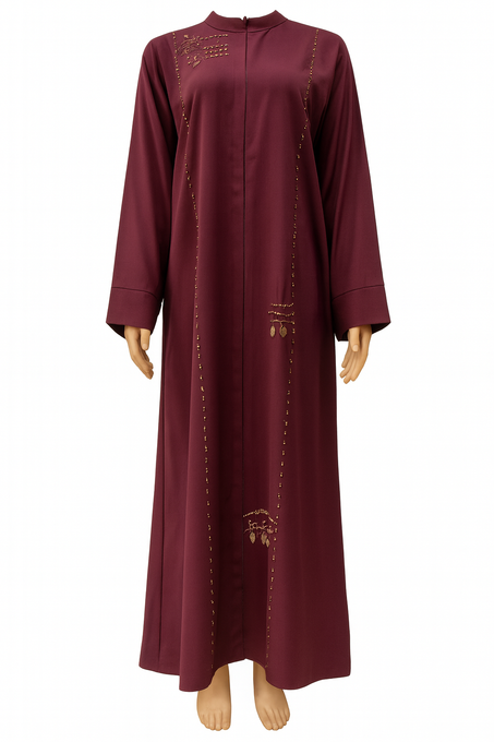 عباية فاخرة بتطريز ذهبي – متوفرة بألوان متعددة | عرض احترافي من ثلاث زوايا