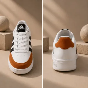 حذاء Adidas Casual Premium – أبيض × بني | مريح وأنيق للاستخدام اليومي