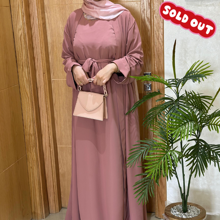 abaya 2 pièces rose
