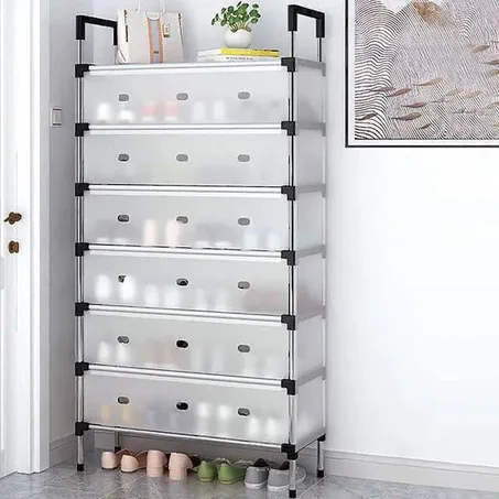 خزانة أحذية متعددة الطبقات بغطاء شفاف