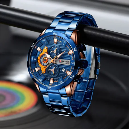 Montre Curren 8402 bleu orange