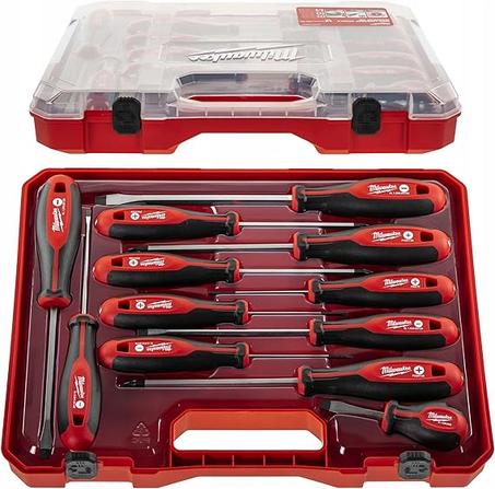 Milwaukee Juego de 12 destornilladores Tri-Lobe 4932472003, rojo