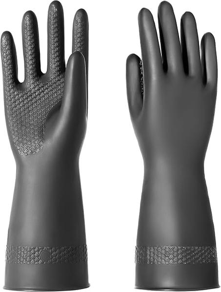 Guantes de látex resistentes a productos químicos, guantes de goma resistentes para trabajo de seguridad, tallas S-M-L-XL, color negro, 1 par