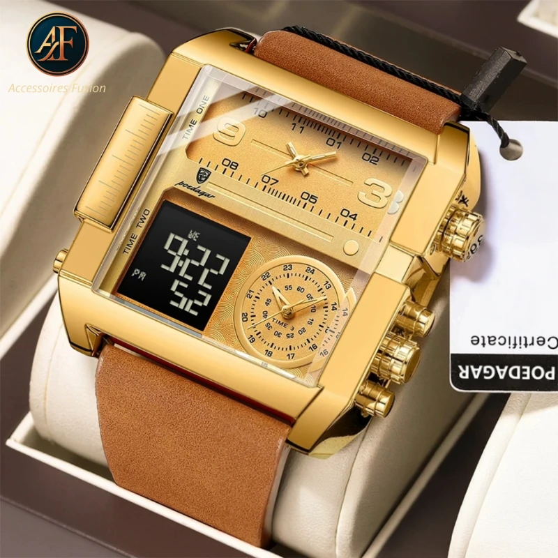 POEDAGAR MONTRE-BRACELET QUARTZ DE LUXE POUR HOMME