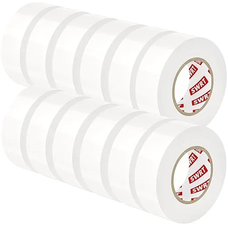 SWRT Paquete de 12 cintas eléctricas blancas impermeables, 0.7 pulgadas x 66 pies cinta eléctrica de alta temperatura por debajo de 600 V