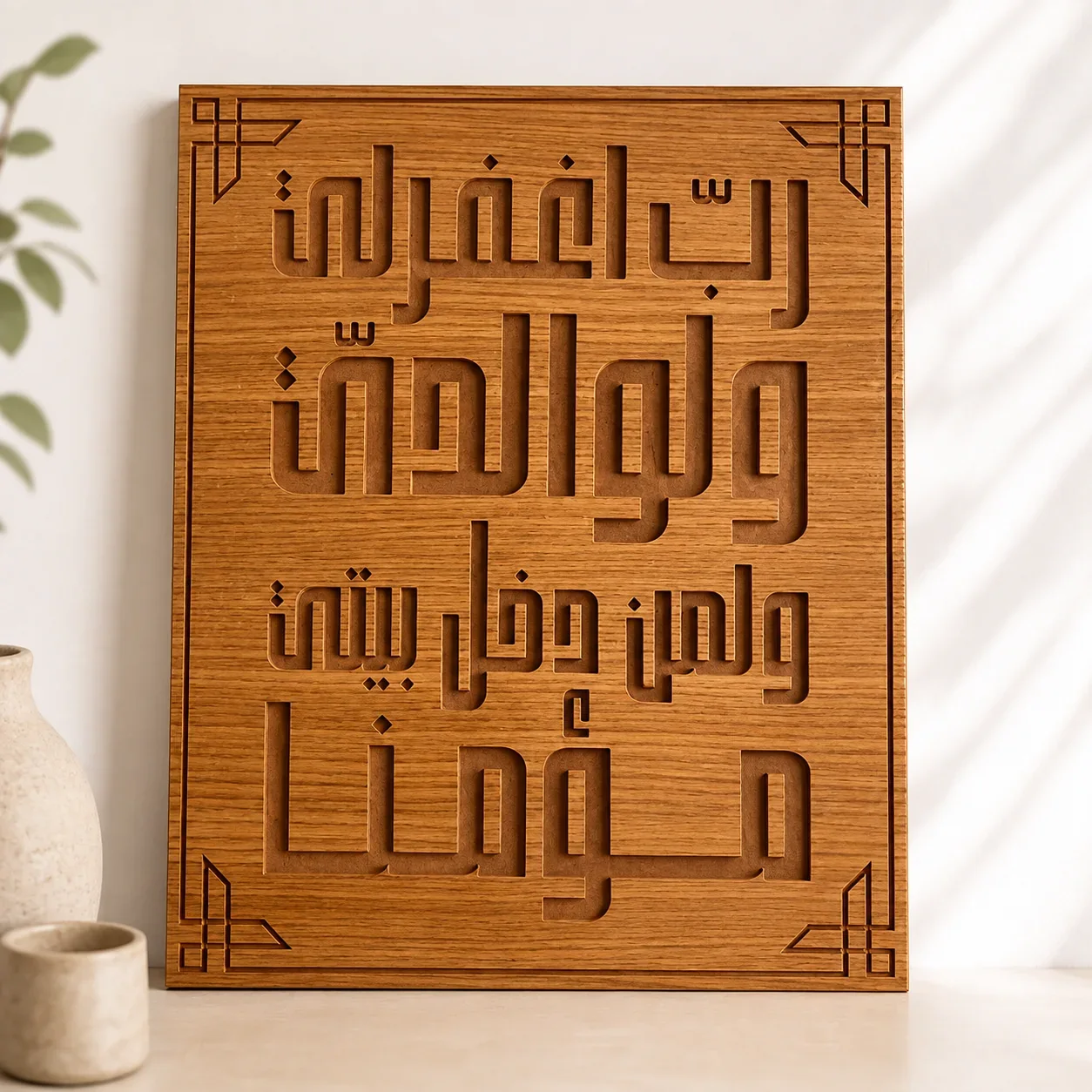 لوحة خشبية فاخرة بالخط العربي – ديكور إسلامي أنيق للمنزل