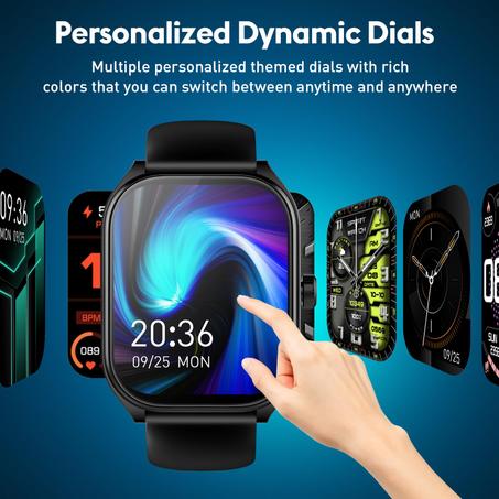 ساعة ذكية كيرف للرجال والنساء من اولون (الرد / اجراء المكالمات)، متتبع لياقة بدنية 2 انش مع اكثر 120 وضع رياضي، مراقب معدل ضربات القلب والنوم والاكسجين في الدم، مقاومة للماء IP68، أسود (copy)