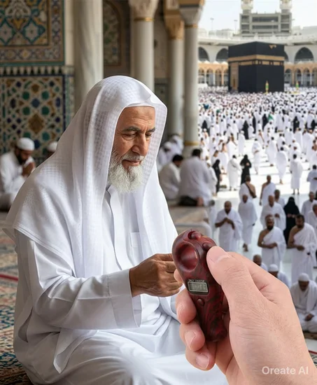 مسبحة رقمية مع عداد عدّاد، مزودة بساعة منبه وأذان،