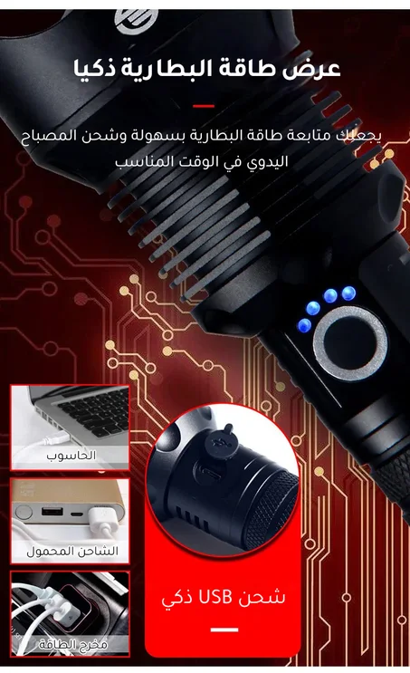 مصباح يدوي ألماني عالي السطوع مقاوم للماء