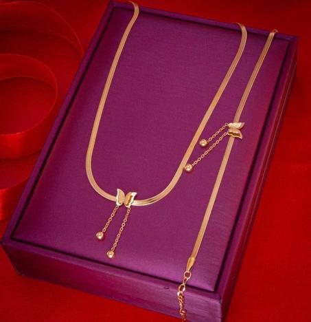 قلادة جميلة لعاشقات الأناقة مع سوار هدية