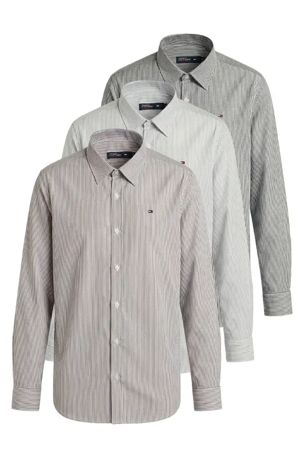 Pack Des Boss – 3 Chemises Tommy Rayée 100% Coton Oxford Ref-TC6331S