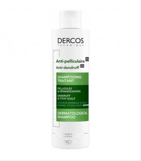 DERCOS SHAMPOOING TRAITANT ANTI-PELLICULAIRE 200ML CHEVEUX NORMAUX À GRAS