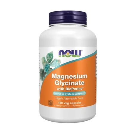 NOW Foods Glycinate de magnésium avec capsules végétales Bioperine 180