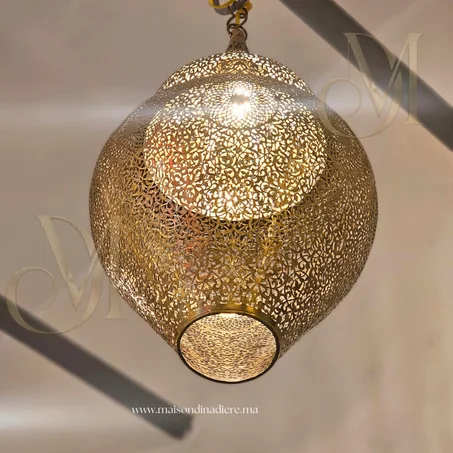 Lanterne Marocaine en Cuivre – Suspension Décorative Artisanale de Fès