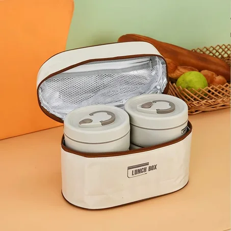 Boîte à lunch isotherme multicouche en céramique avec doublure intérieure, compatible micro-ondes, en plastique chauffable, pour les travailleurs de bureau