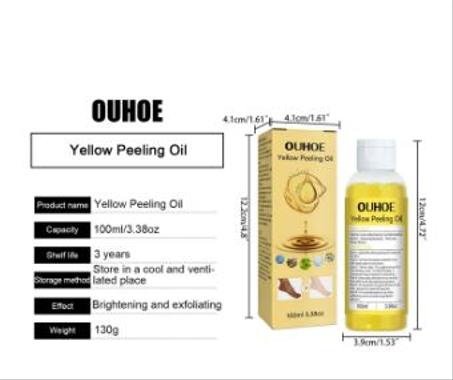 زيت OUHOE : يزيل زيت التقشير الأصفر الجلد الميت، ويبيض ويضيء لون الجلد، و يرطب الجسم