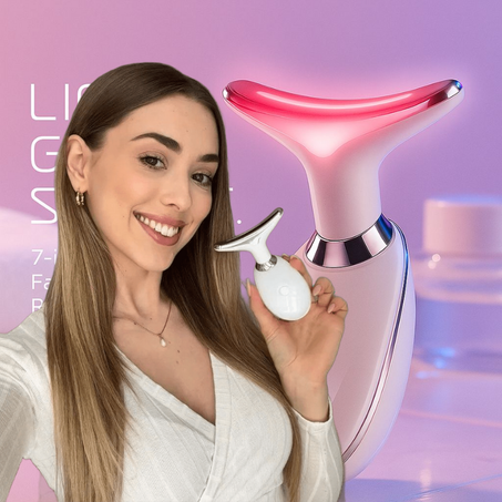 Appareil de soin du visage avec fonction massage, anti-rides et stimulation du collagène – Technologie à lumière 3 couleurs