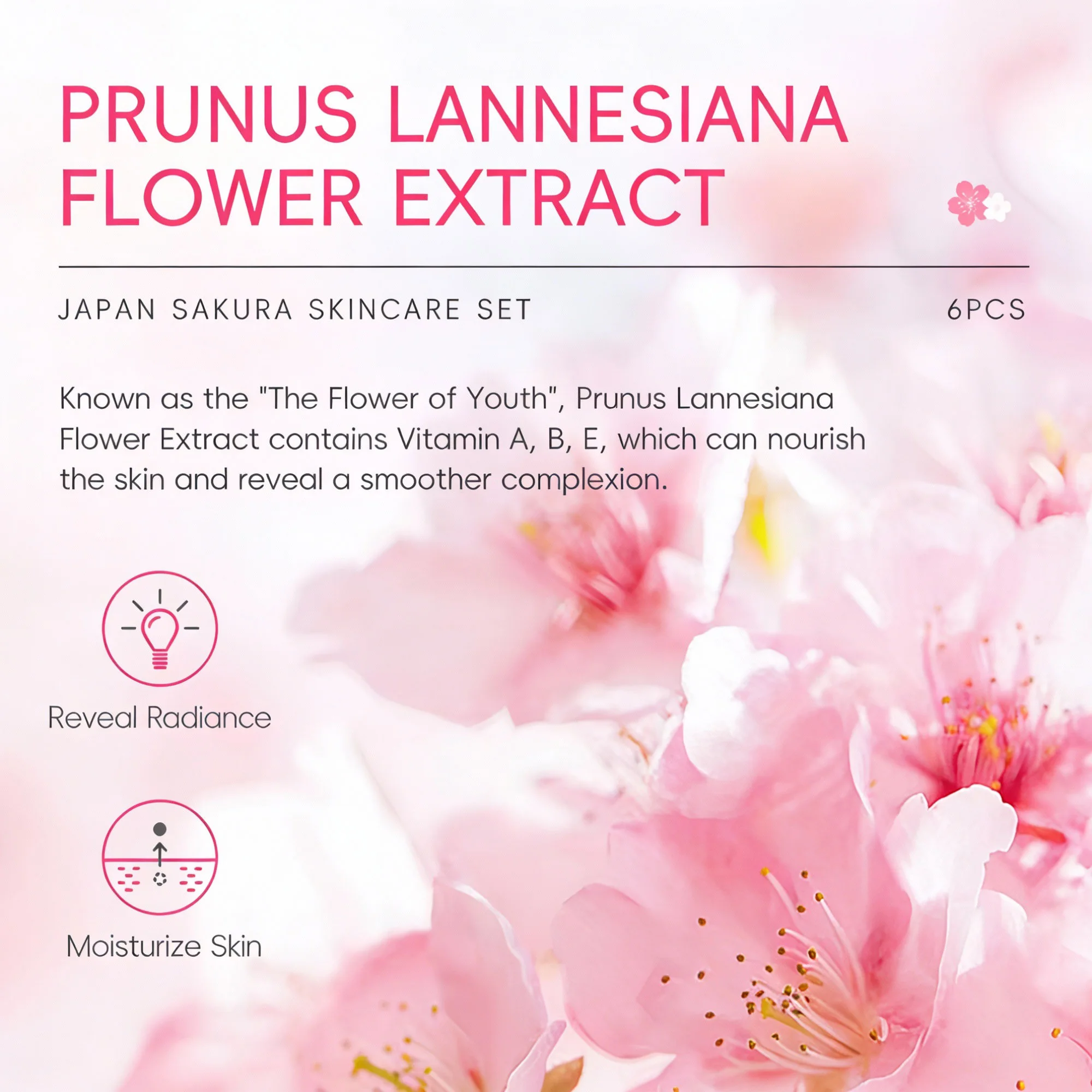 مجموعة ساكورا للعناية بالبشرة – 6 قطع متكاملة بفيتامين سي ونياسيناميد