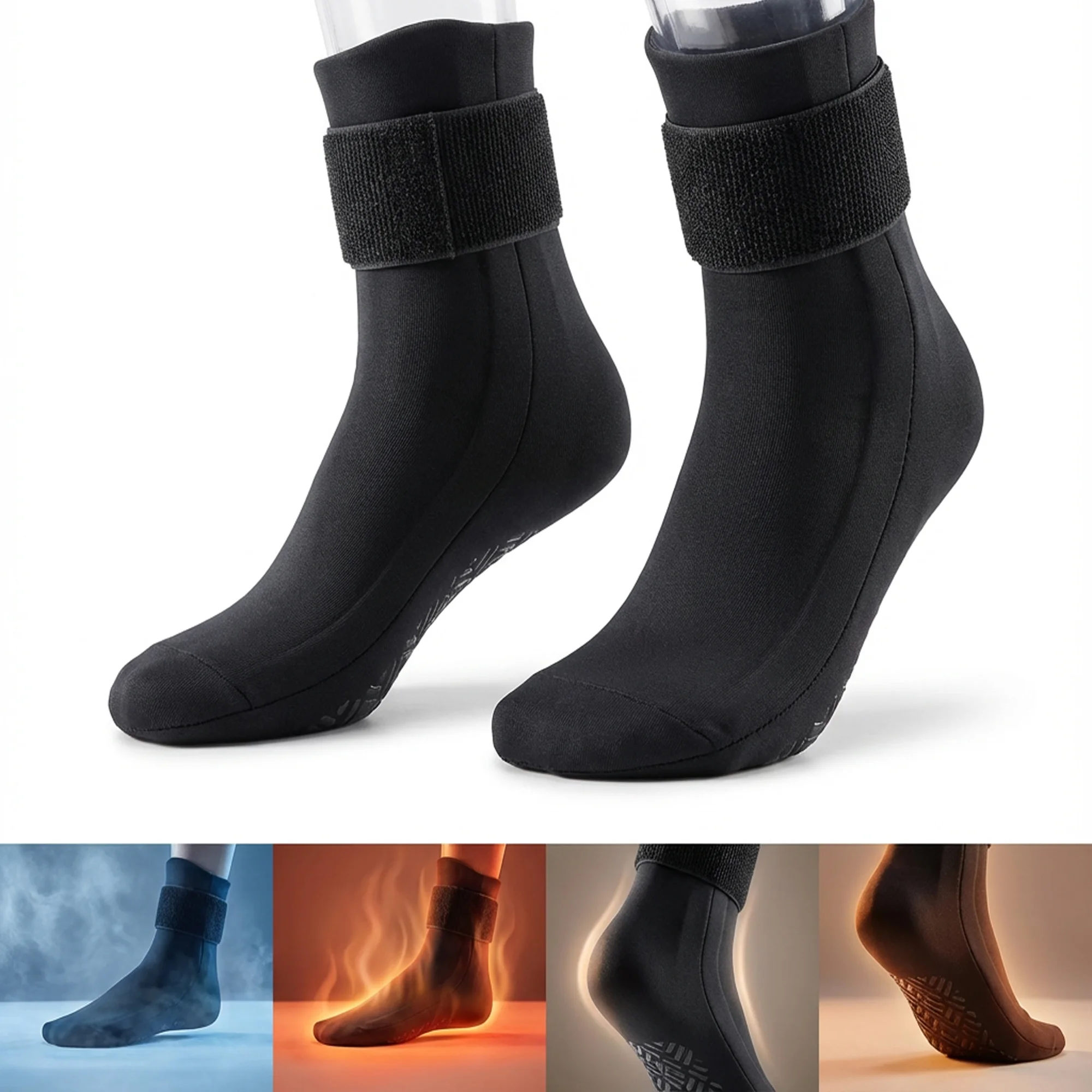 جوارب جل بارد و ساخن قابل لإعادة الاستخدام لكبار السن لتخفيف الالام الكاحل والقدم . 🎁 خصم ٪12 عند شراء قطعتين