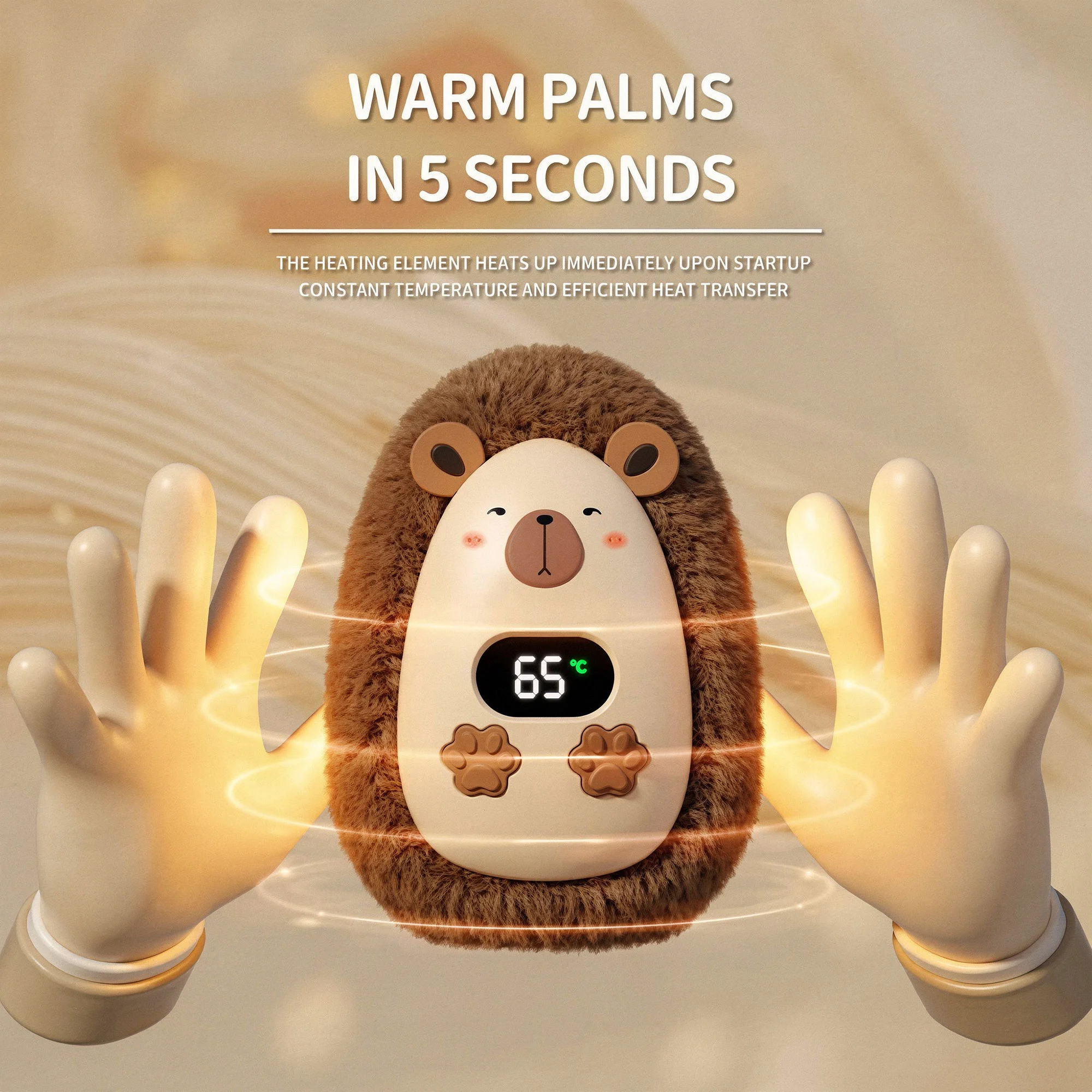 دفأة يد كهربائية كابيبارا – تصميم لطيف ودفء سريع بلمسة واحدة