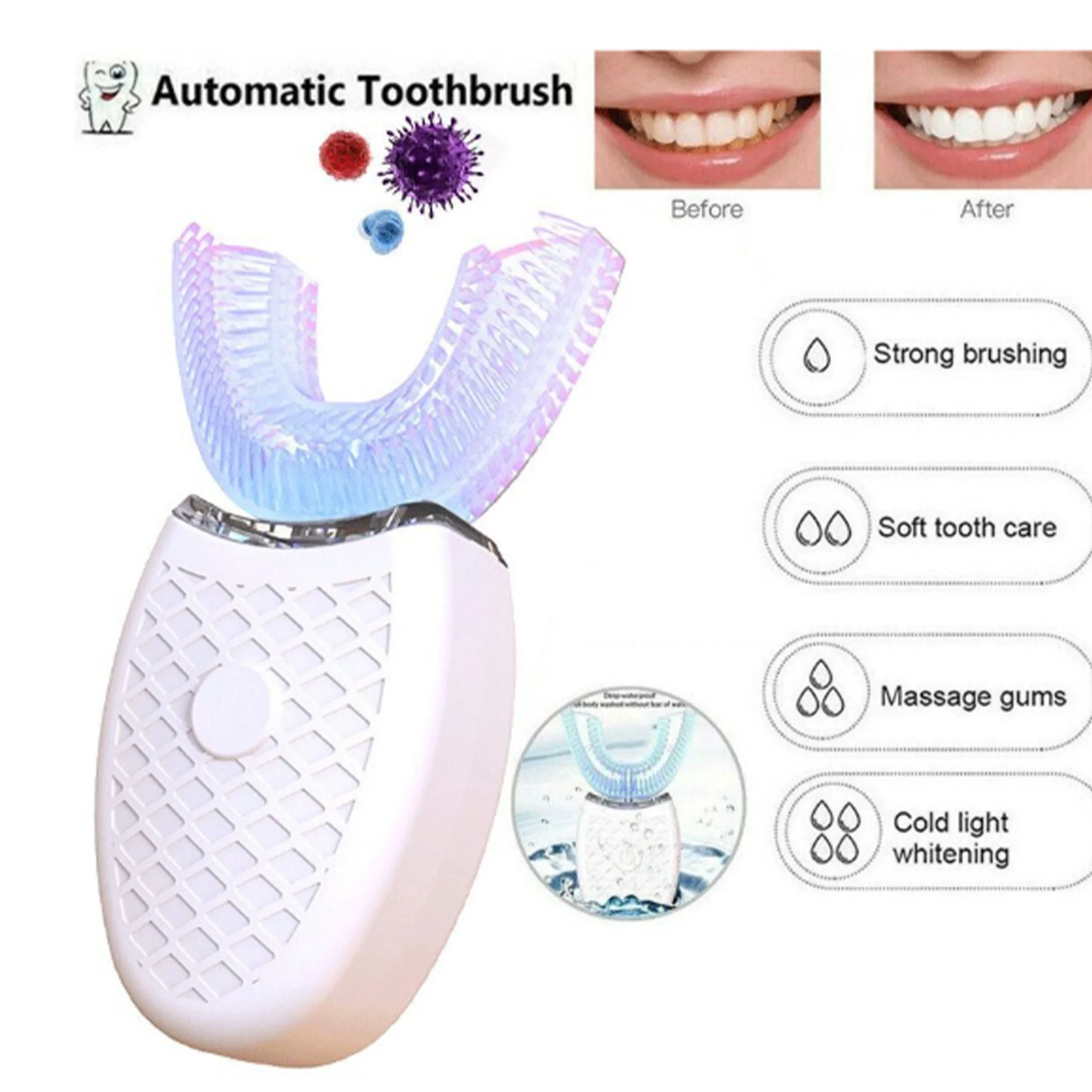 فرشاة الأسنان اليومية الأوتوماتيكية – تنظيف 360° مع 4 أوضاع .🎁 خصم  ٪22 عند شراء قطعتين