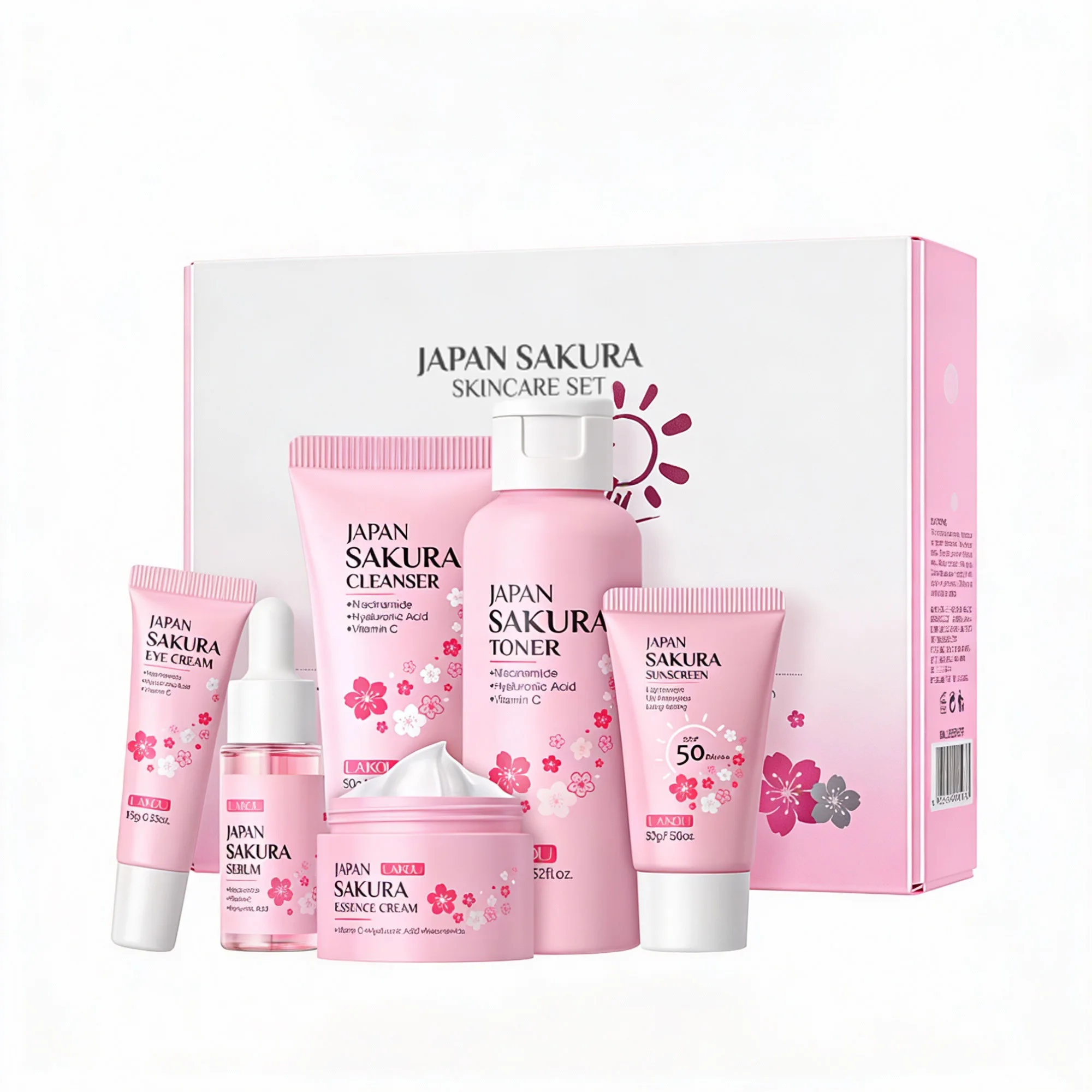 مجموعة ساكورا للعناية بالبشرة – 6 قطع متكاملة بفيتامين سي ونياسيناميد